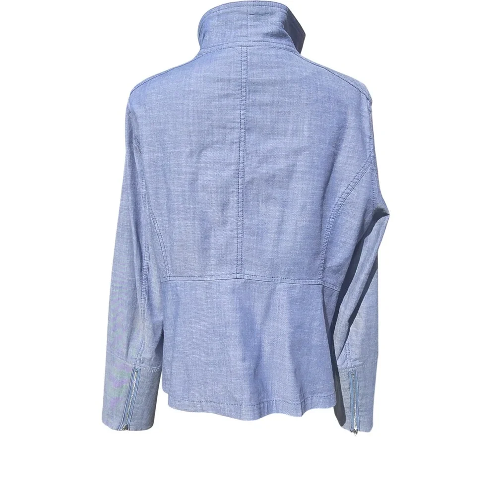 White House Black Market‎ -961 WHBM Chambray Moto Jacket Womens 14